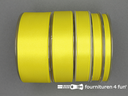 Rol 25 meter satijn lint 15mm fel geel