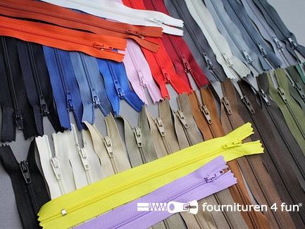 6 stuks niet-deelbare nylon ritsen - 18cm - kleuren assortiment