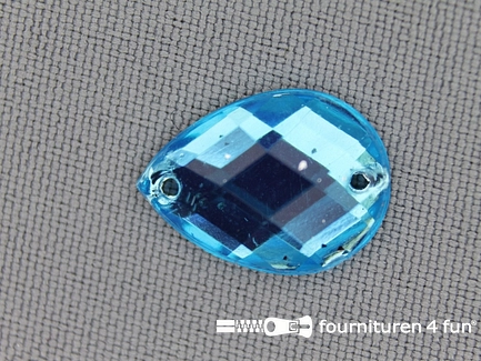 10 stuks Strass stenen druppel 14x18mm aqua blauw
