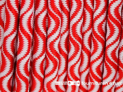 Elastisch koord 3mm wit - rood golfjes