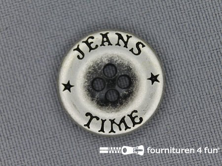 Zilveren knoop - 20mm - Jeans Time