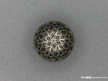Zilveren knoop 20mm antique-look