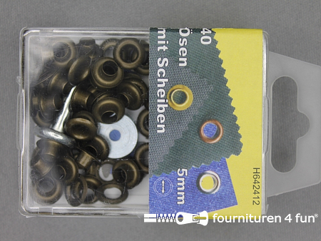 Ringen en schijven - 5mm - geel brons - 40 stuks