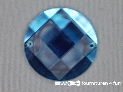 5 stuks Strass stenen rond 35mm aqua blauw
