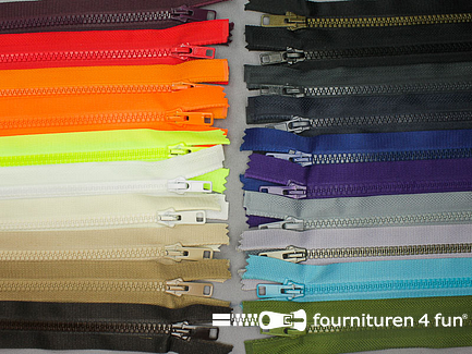 10 stuks deelbare bloktand ritsen - 25cm - kleuren assortiment