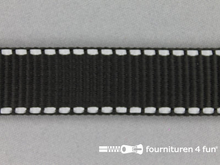 Rol 50 meter geweven halsband reflectie buitenkant 25mm zwart
