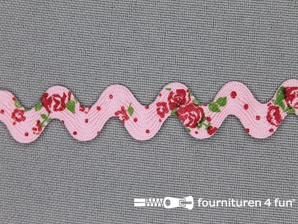 Zigzag band vintage roosmotief 13mm roze