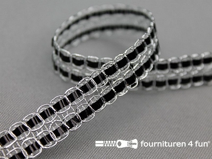 COUPON 14 meter Party band 13mm zilver - zwart