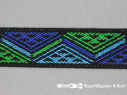 Elastiek multicolor - 25mm - zwart groen blauw