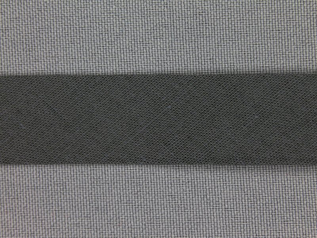Rol 25 meter katoenen biasband 18mm donker grijs