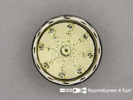 Strass knoop - 30mm - zwart zilver - licht mimosa geel