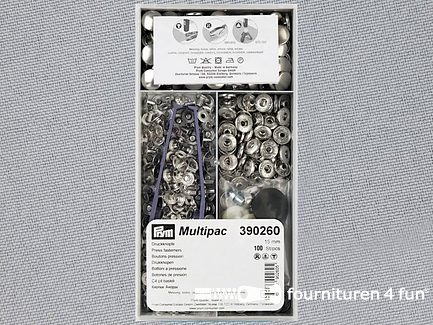 Prym drukknopen anorak 15mm - Multipac 100 stuks - zilver - 390260