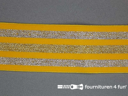 Elastiek met goud en zilver strepen geel 40mm