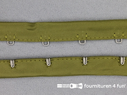 Haken- en ogen band 14mm leger groen
