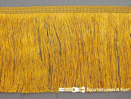 Kaart 25 meter viscose franje fijn - 110mm - oker goud