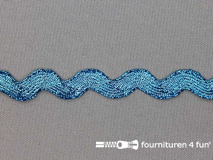 Rol 50 meter zigzag band - 12mm - metallic - aqua blauw