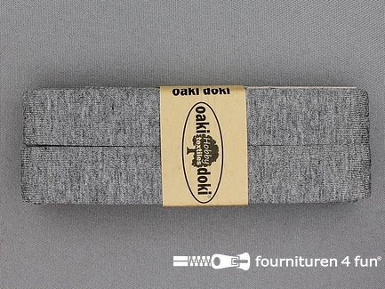Oaki Doki Tricot biaisband - 20mm x 3 meter - midden grijs gemêleerd (067)