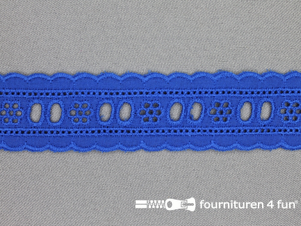 Broderie kant entredeux 30mm kobalt blauw