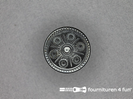 Zwart zilveren knoop 20mm folklore