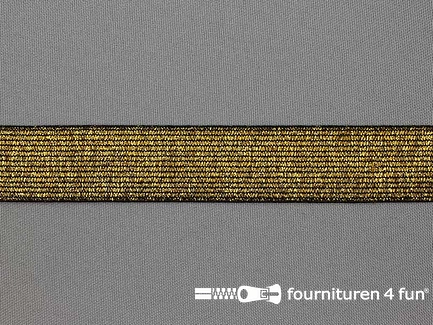Gekleurd  elastiek 25mm zwart goud