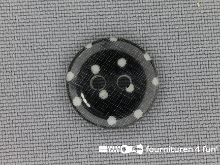 Polkadot knoop 15mm zwart - wit