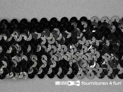 Elastische pailletten band 46mm zwart