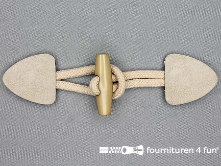 Suède houtje touwtje 150x40mm beige