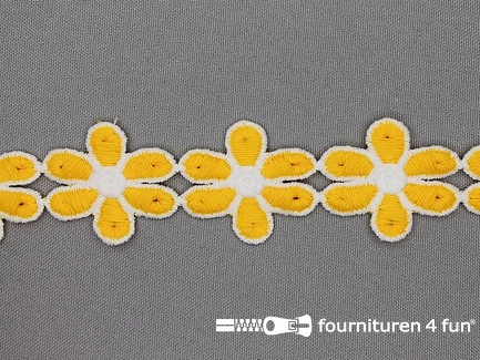 Bloemenkant 32mm geel - wit