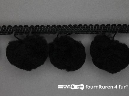 Pompon band 45mm (bol 30mm) zwart