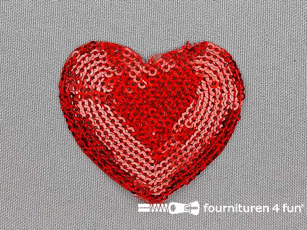 Pailletten applicatie hart 55x50mm hologram rood