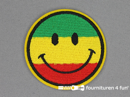 Applicatie 70mm rond rood geel groen - smiley
