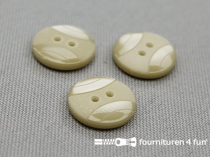 Kunststof design knoop - 15mm - groen beige