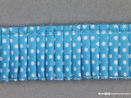 Plissé band 32mm stippen aqua blauw