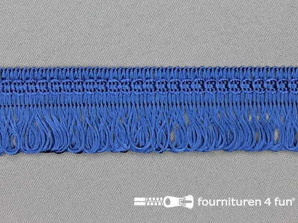 Kaart 25 meter viscose franje - 30mm - kobalt blauw