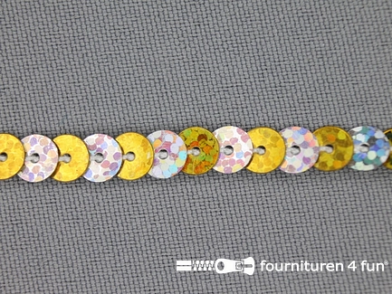 Pailletten band 6mm hologram goud - zilver