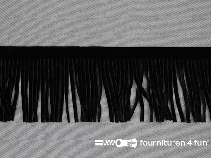 COUPON 4,05 meter (in 3 stukken,  1,65 + 1,25 + 1,15 meter) Western franje 50mm zwart