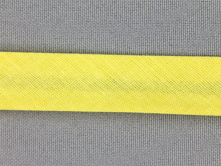 Rol 25 meter katoenen biasband 18mm licht geel
