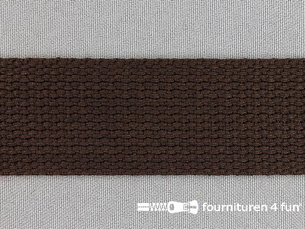 Katoen-look tassenband 32mm donker bruin