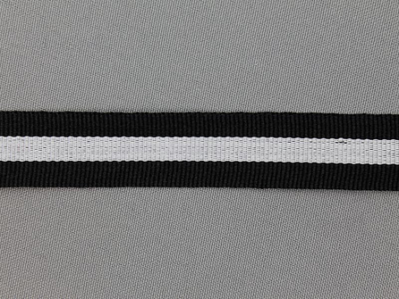 Ripsband met strepen 20mm zwart - wit