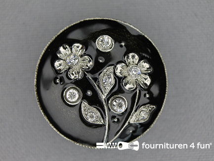 Design knoop 29mm bloem zilver