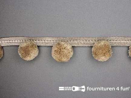 Sierband met pompons - 50mm - kenia beige