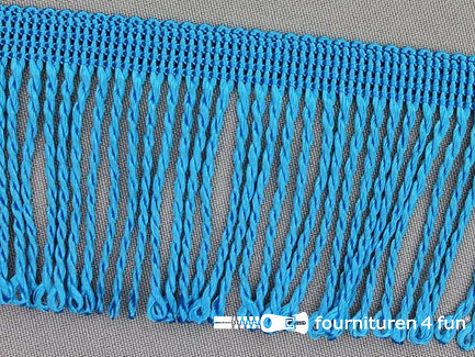 COUPON 4,7meter (4 stukken, 1 + 1,2 + 1,5 + 1 meter) Nylon franje - 60mm - aqua blauw