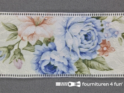 Vintage lint 40mm multicolor ecru blauw