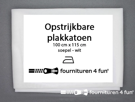 Opstrijkbare plakkatoen - soepel - wit - 1 meter x 115cm 