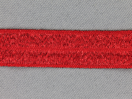 Elastische lurex biasband 16mm rood