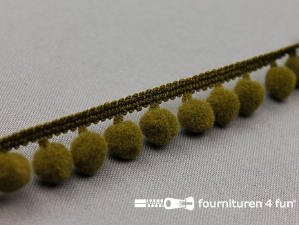 COUPON 3,5 meter (2 stukken, 1,15 + 2,35 meter) Bolletjesband 18mm leger groen