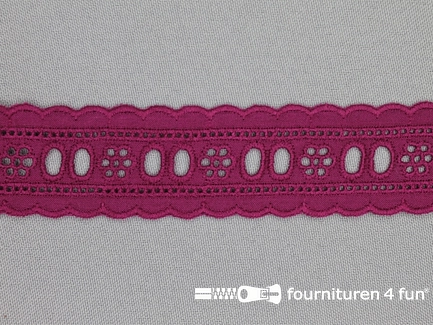 Broderie kant entredeux 30mm donker cyclaam
