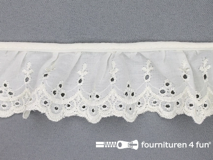Broderie kant plissé ca. 50mm ecru