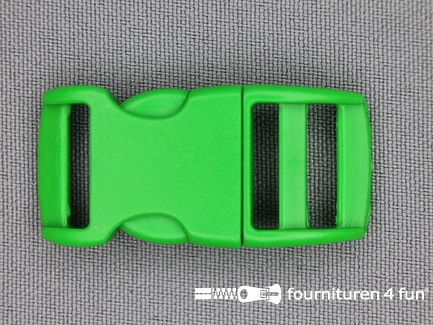 Gebogen parachutegesp - budget gesp - 15mm - groen - kunststof