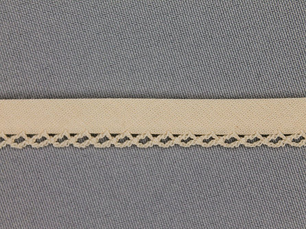 COUPON 7,7 meter (2 stukken, 4,45 + 3,25 meter) Deco biasband uni 12mm beige